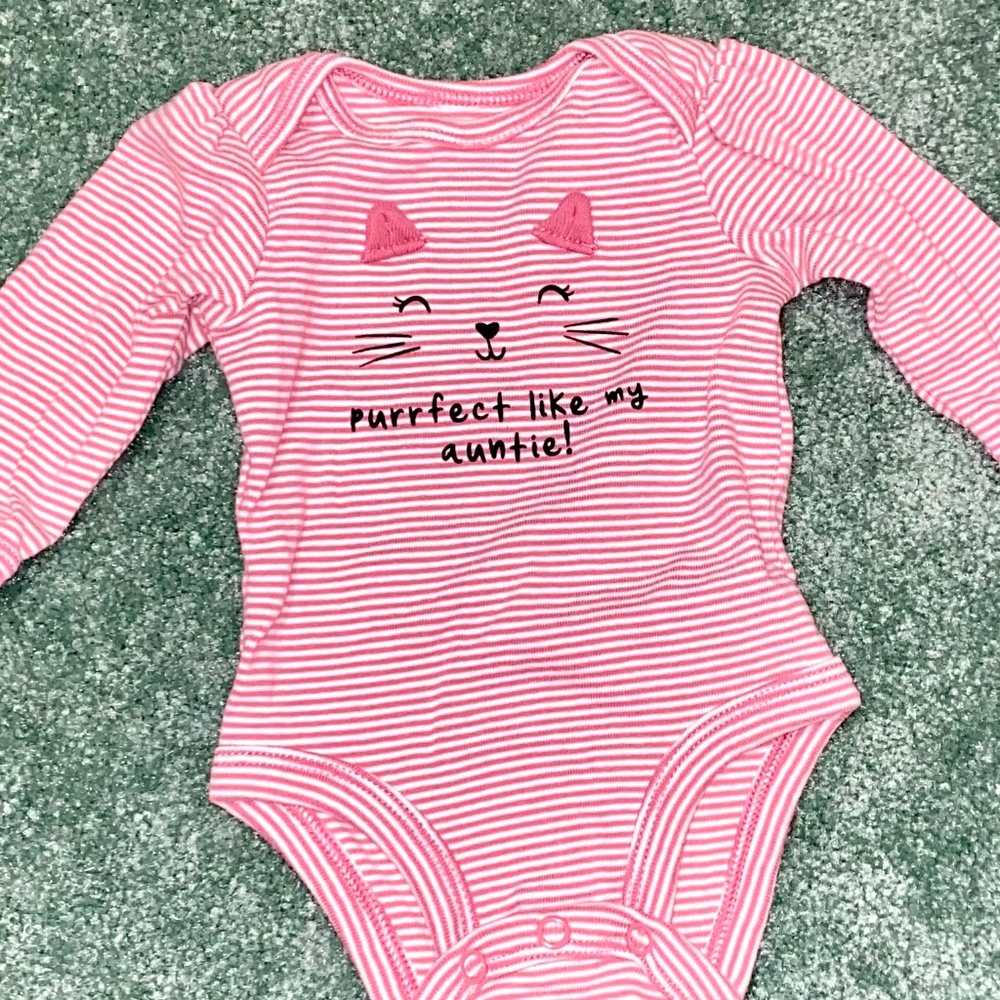 Purrfect like my auntie - girls pink long sleeve newborn onesie - Carter’s